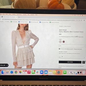 NWT Sabina Musayev Carry Metallic Mini Cocktail Dress